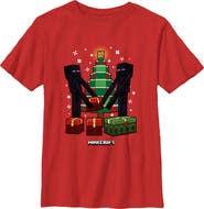 MINECRAFT Boy's Minecraft Christmas Tree Endermans Graphic T-Shirt