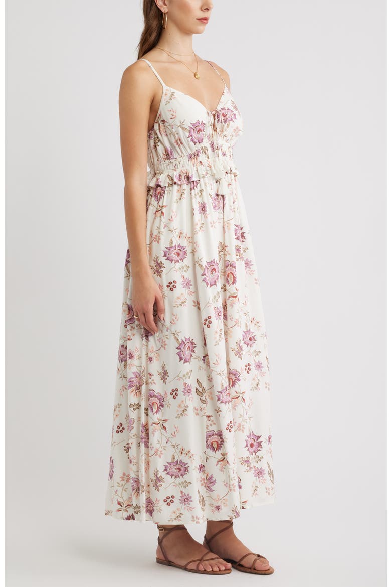 Floral Peplum Maxi Dress, Alternate, color, IVORY- PINK COTTAGE FLORAL