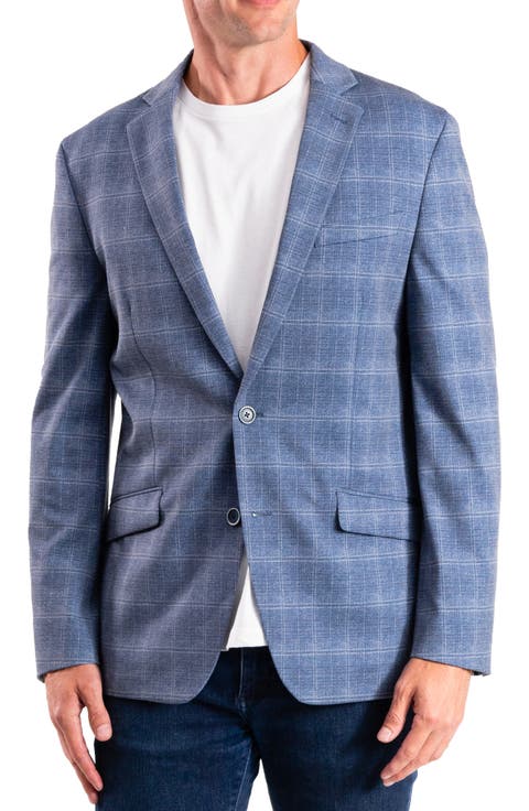 Blue Plaid Knit Sport Coat