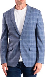 SAVILE ROW CO Blue Plaid Knit Sport Coat