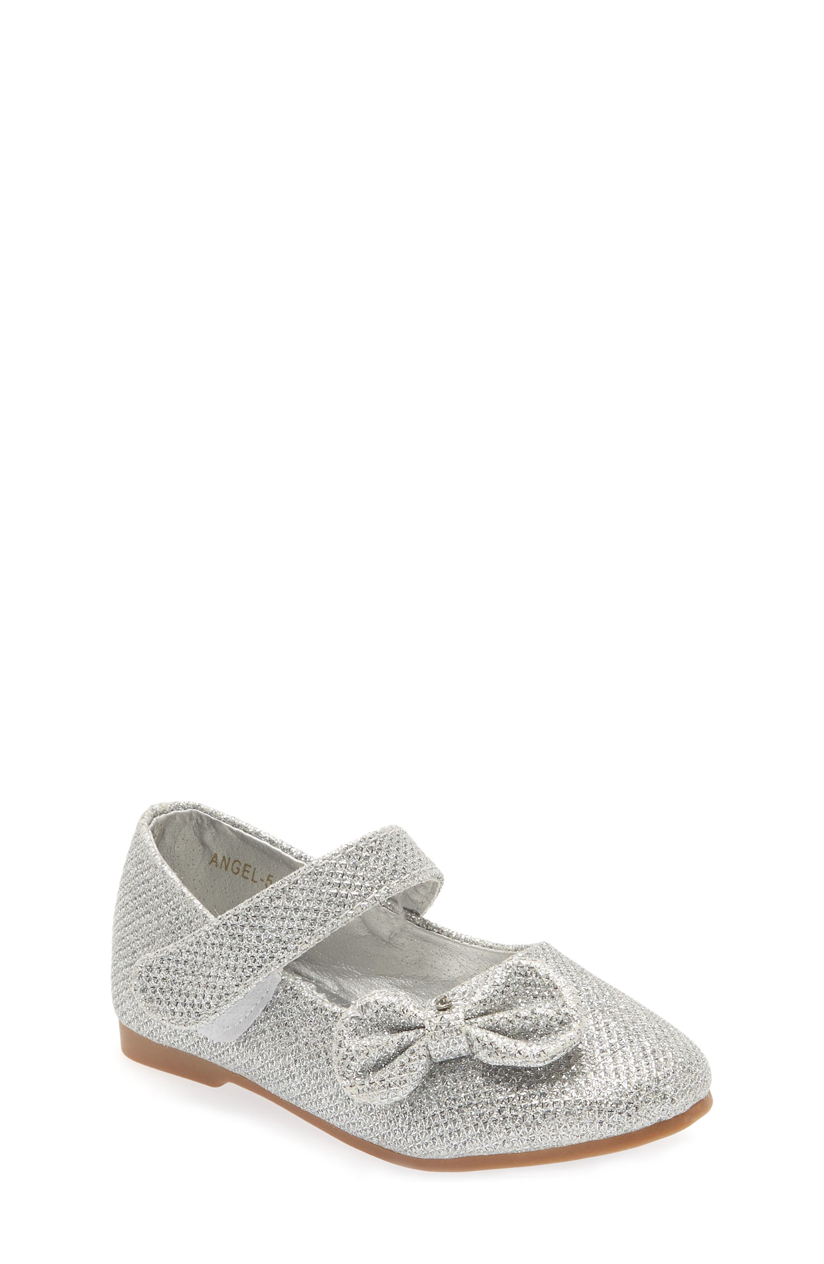 DREAM PAIRS Kids' Angel Crystal Bow Mary Jane, Main, color, Silver