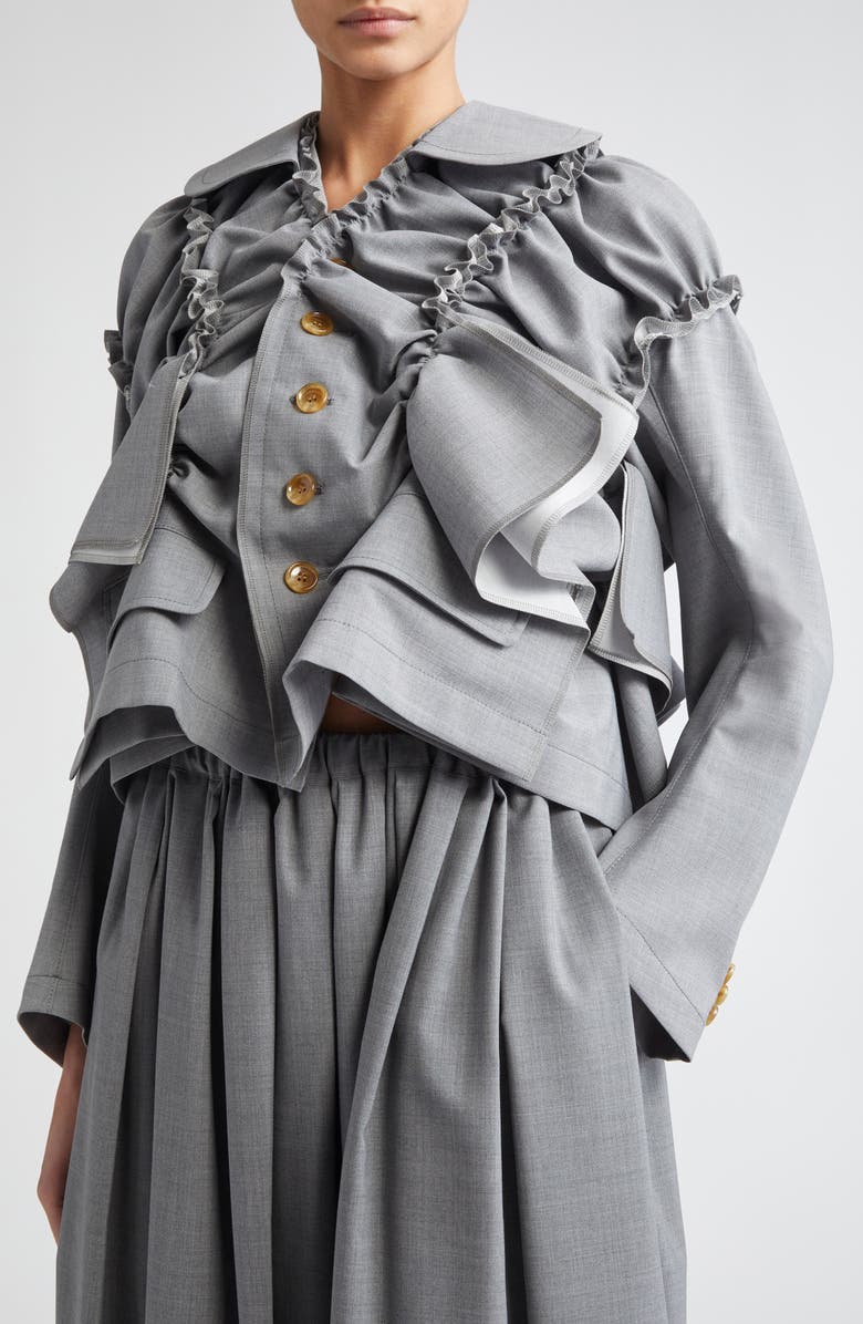 Tao Comme des Garçons Deconstructed Tropical Wool Blend Jacket, Alternate, color, 