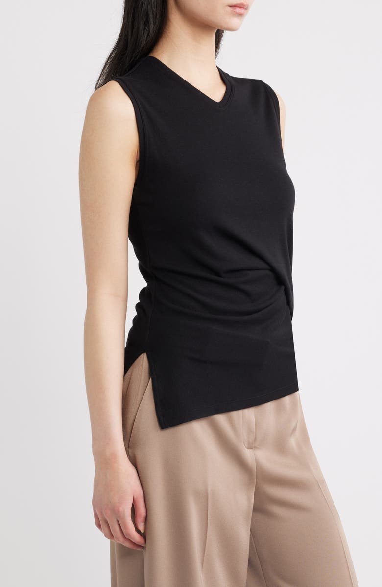 Theory Side Twist Modal & Pima Cotton Tank, Alternate, color, Black