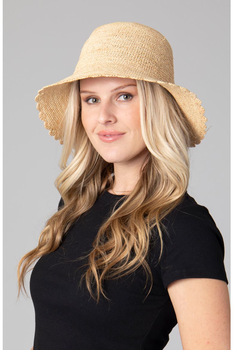 Sand Dollar Hand Crocheted Bucket Hat with Scalloped Brim, Alternate, color, NATURAL