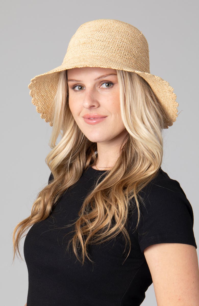 San Diego Hat Sand Dollar Hand Crocheted Bucket Hat with Scalloped Brim, Alternate, color, 