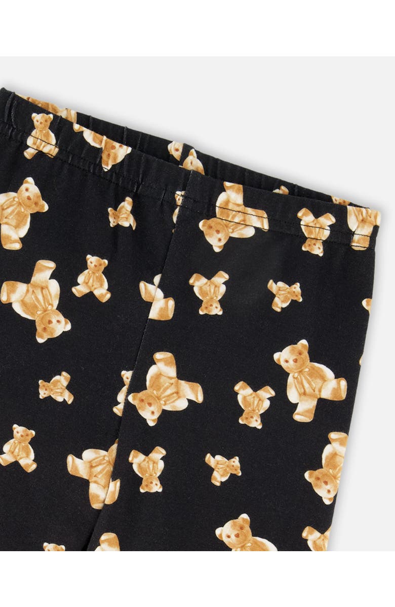 Deux par Deux Jersey Leggings Teddy Bear, Alternate, color, Black And Brown