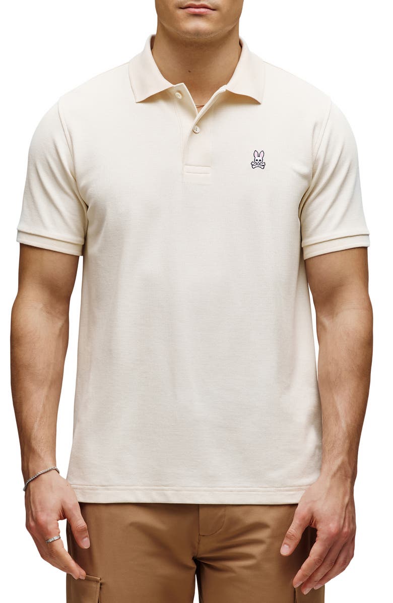 Psycho Bunny Pima Cotton Piqué Polo, Main, color, White Cap Gray