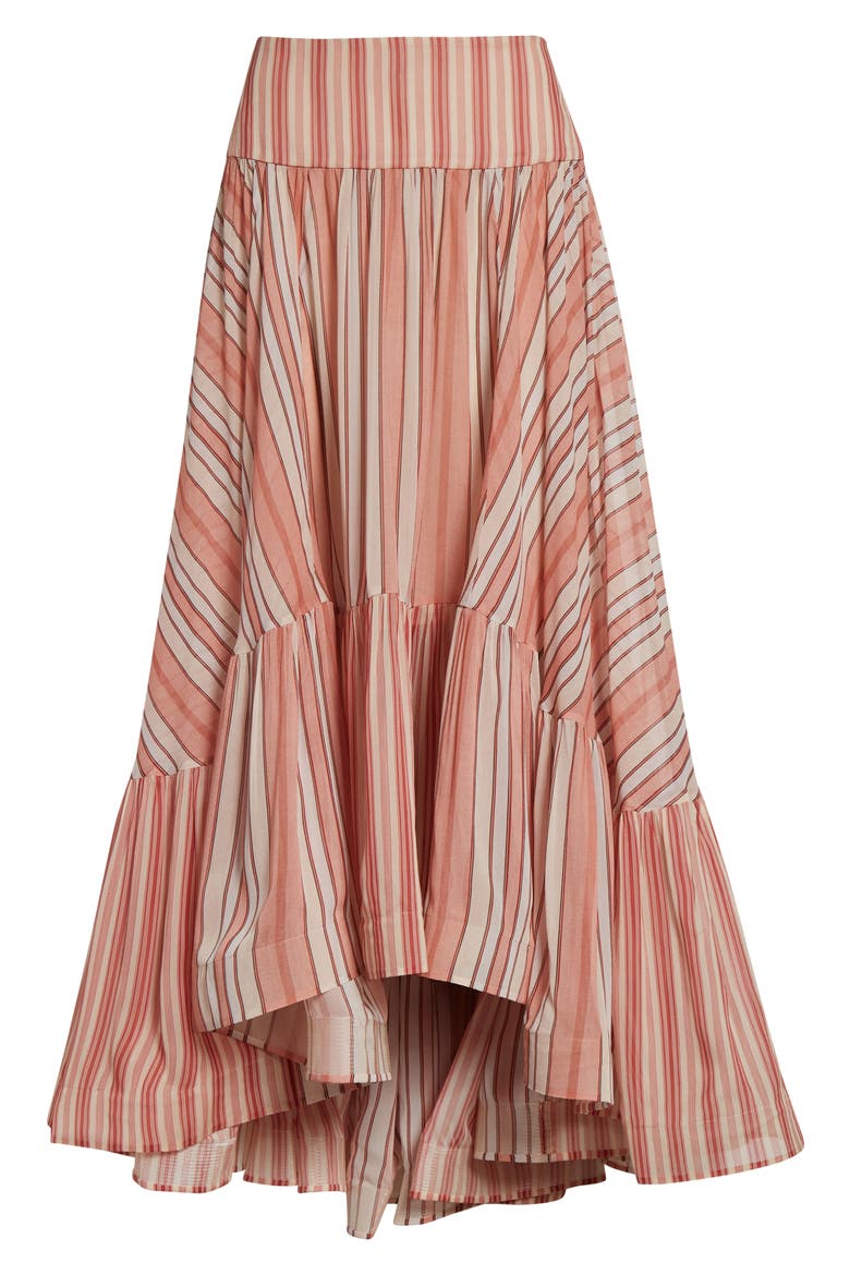 Rebellion Bohemian Stripe Tiered Maxi Skirt, Alternate, color, RED STRIPE