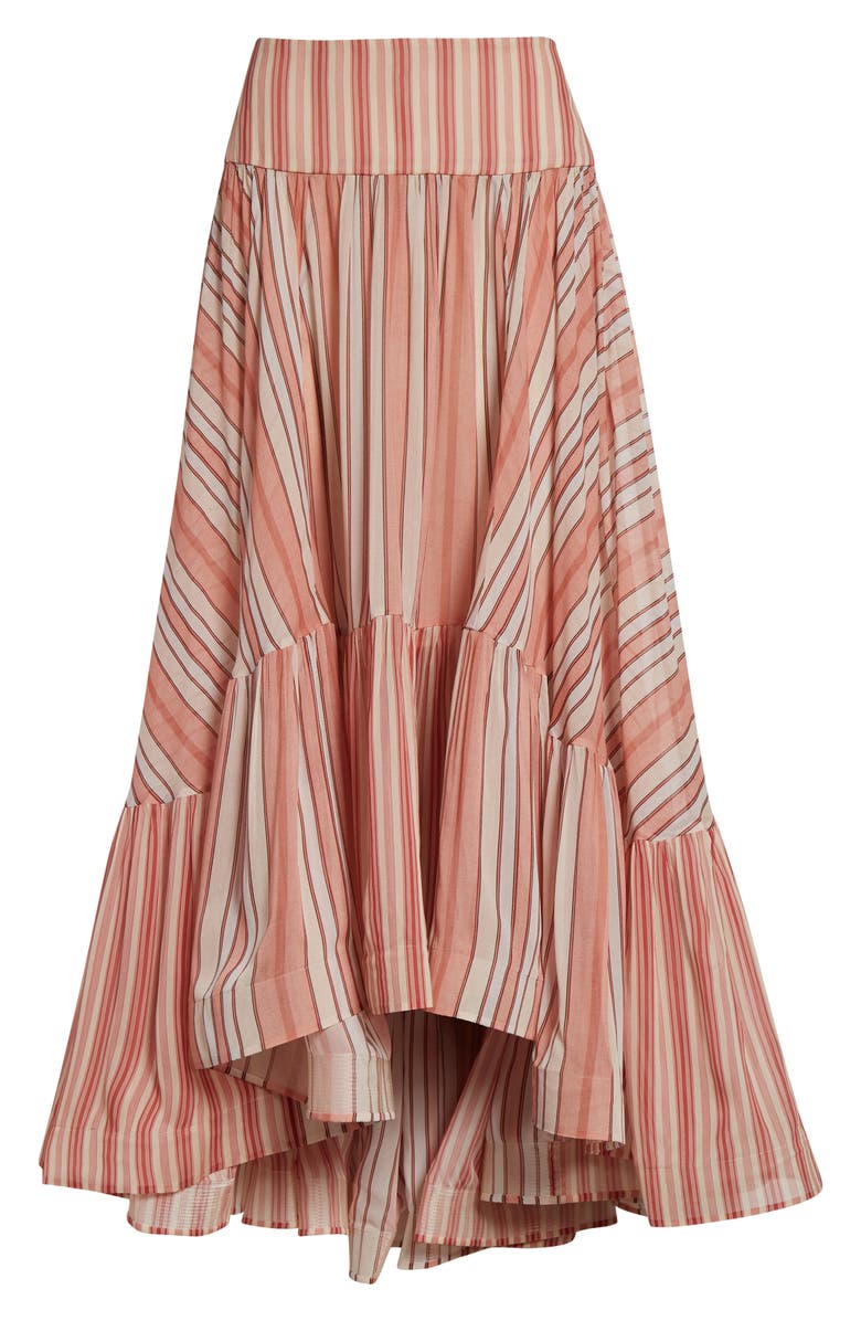 Zimmermann Rebellion Bohemian Stripe Tiered Maxi Skirt, Alternate, color, Red Stripe