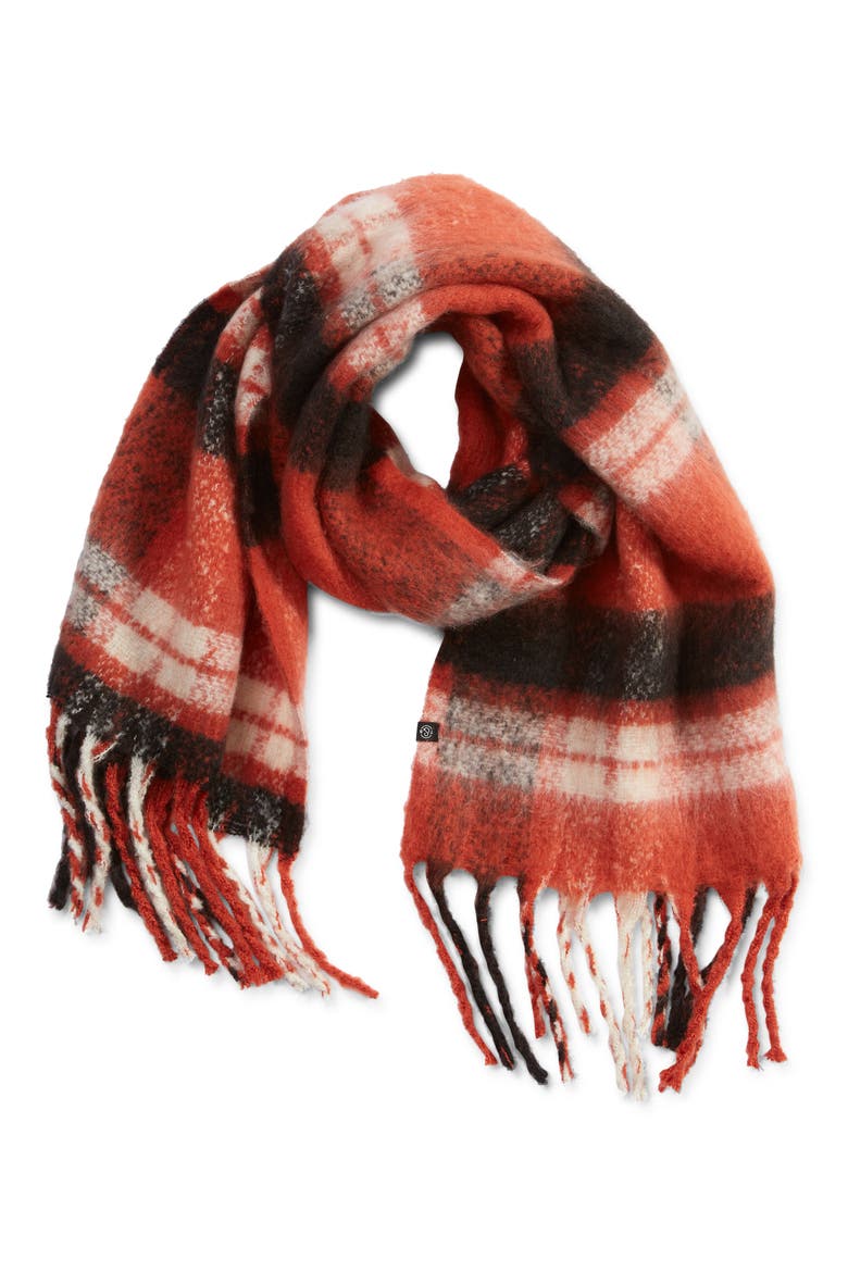 Cozy Oversize Plaid Scarf, Alternate, color, RED COMBO