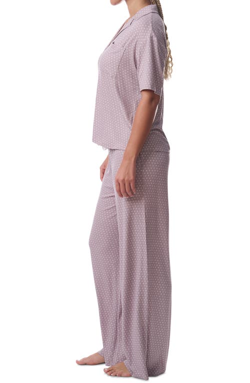 Splendid Print Short Sleeve Pajamas In Mini Textured Stripe