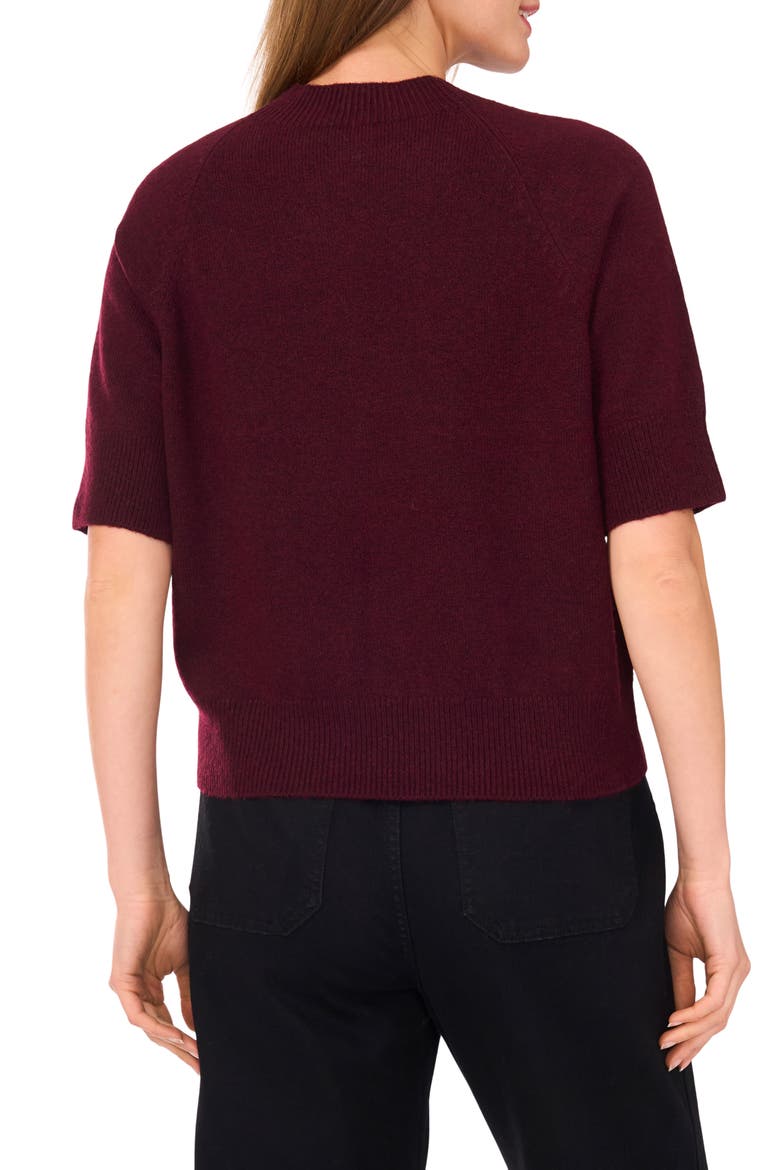 Crewneck Short Sleeve Sweater, Alternate, color, WINE