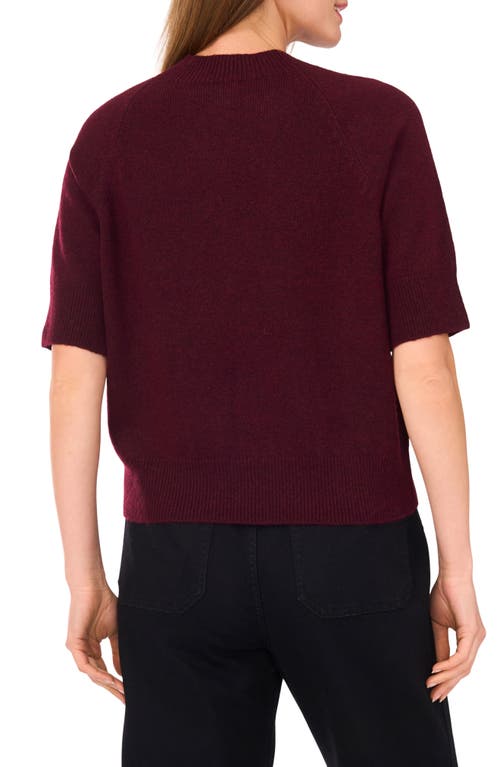 Vince Camuto Crewneck Short Sleeve Sweater In Burgundy