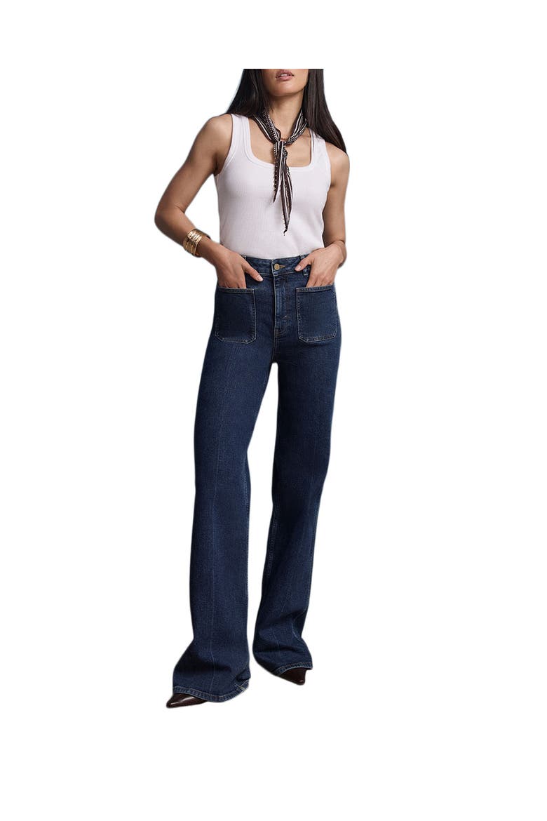 Relaxed Straight Patch Pocket Jeans, Main, color, Blue