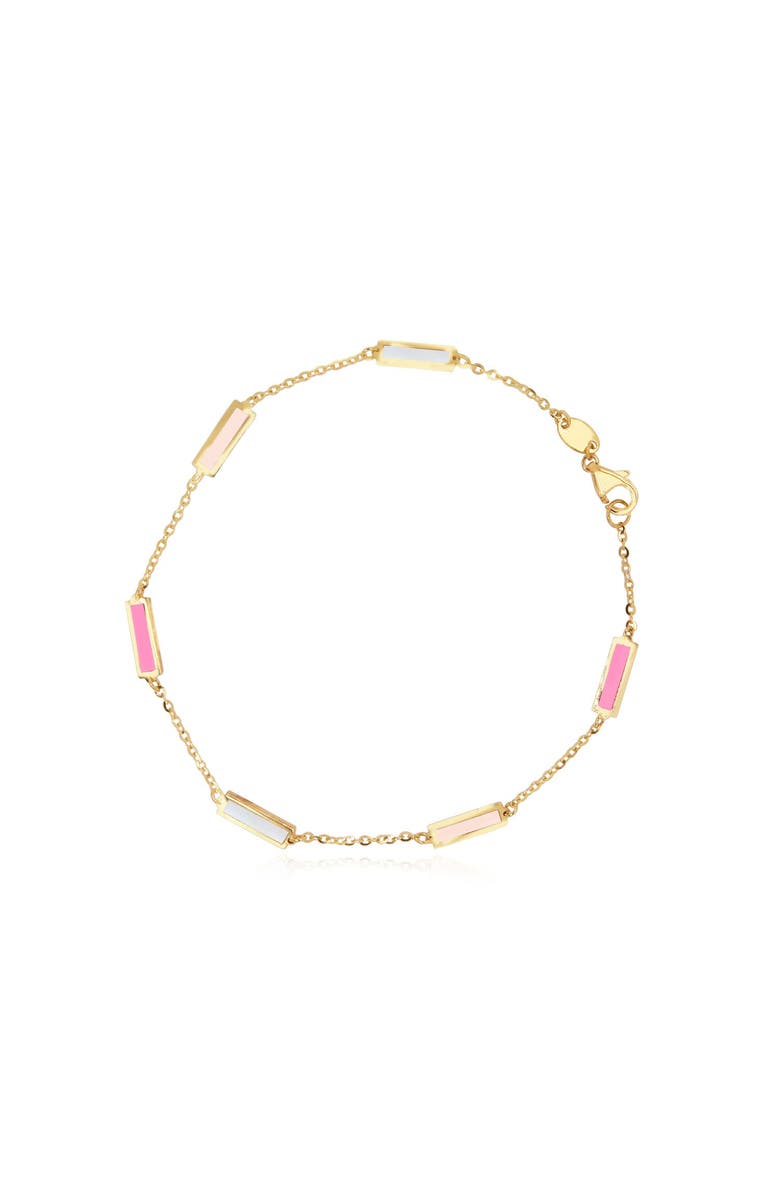 The Lovery Fine Jewelry Pink Mixed Bar Chain Bracelet, Main, color, 