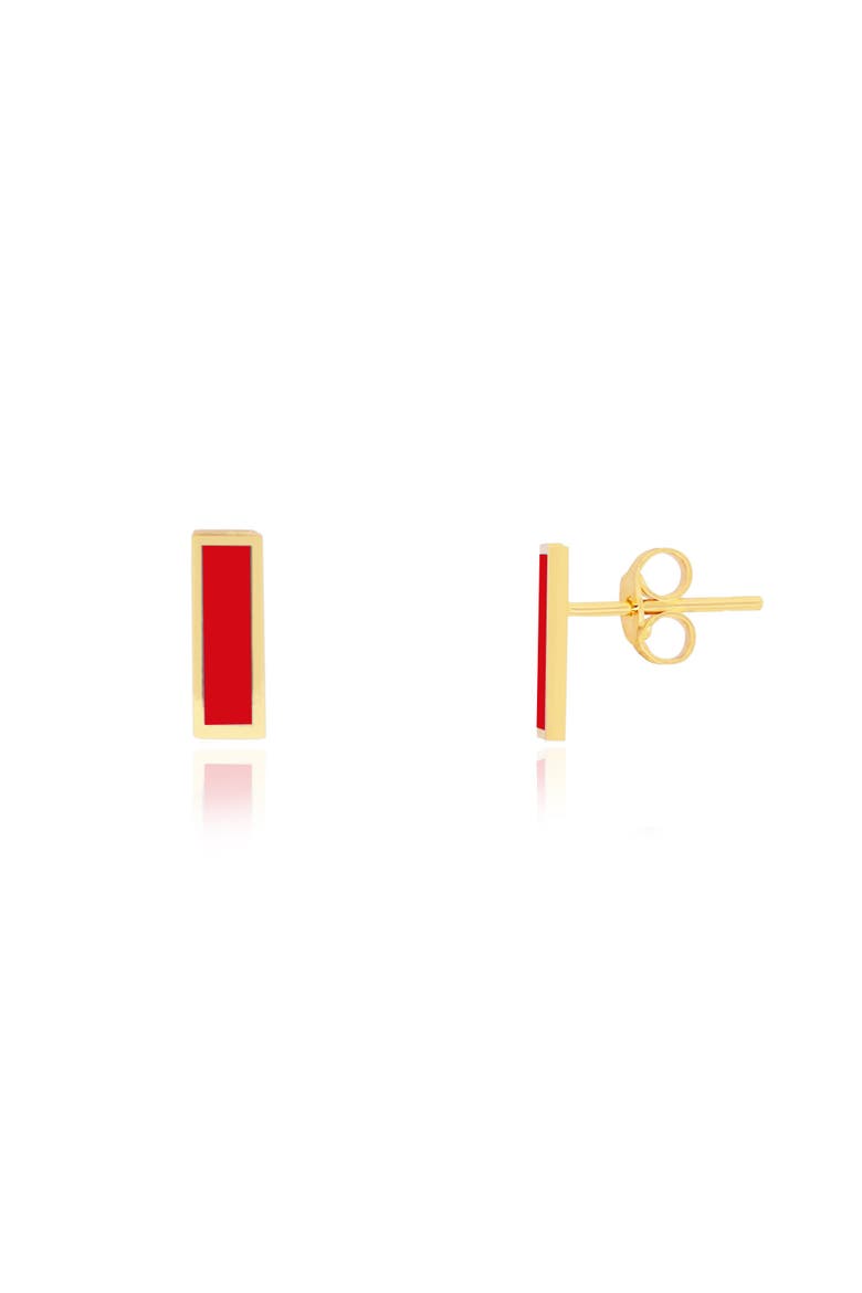 Coral Bar Stud Earrings, Main, color, Coral