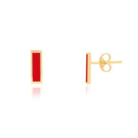 Coral Bar Stud Earrings