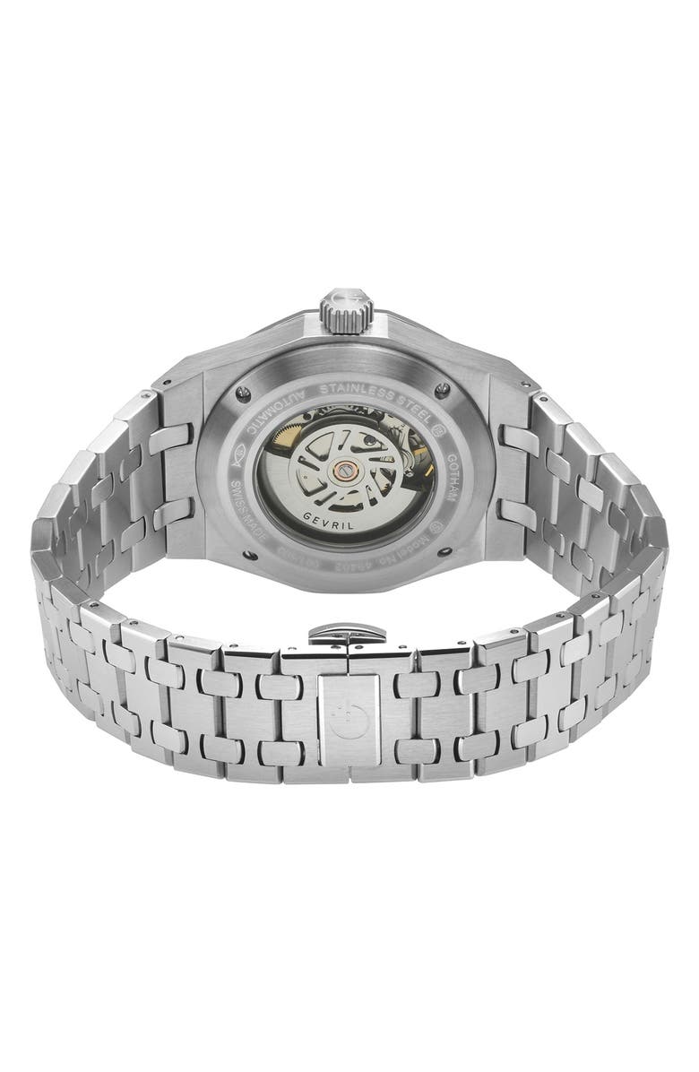 GEVRIL Gotham Automatic Bracelet Watch, 41mm, Alternate, color, Silver