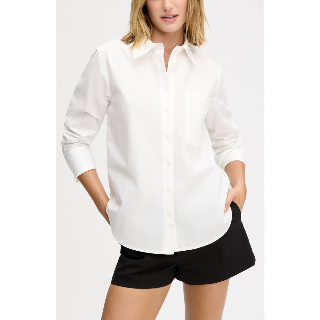 Sam Edelman Side Button Cotton Button-up Shirt In White