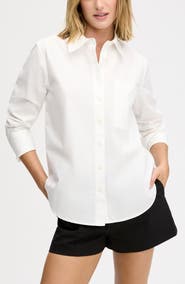 Sam Edelman Side Button Cotton Poplin Button-Up Shirt