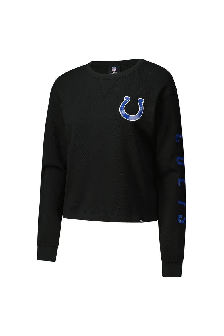 Women's New Era Black Indianapolis Colts Sport Night Thermal Long Sleeve Cropped T-Shirt, Alternate, color, Black