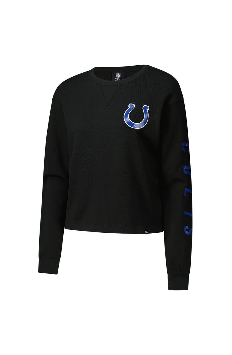 New Era Women's New Era Black Indianapolis Colts Sport Night Thermal Long Sleeve Cropped T-Shirt, Alternate, color, Black
