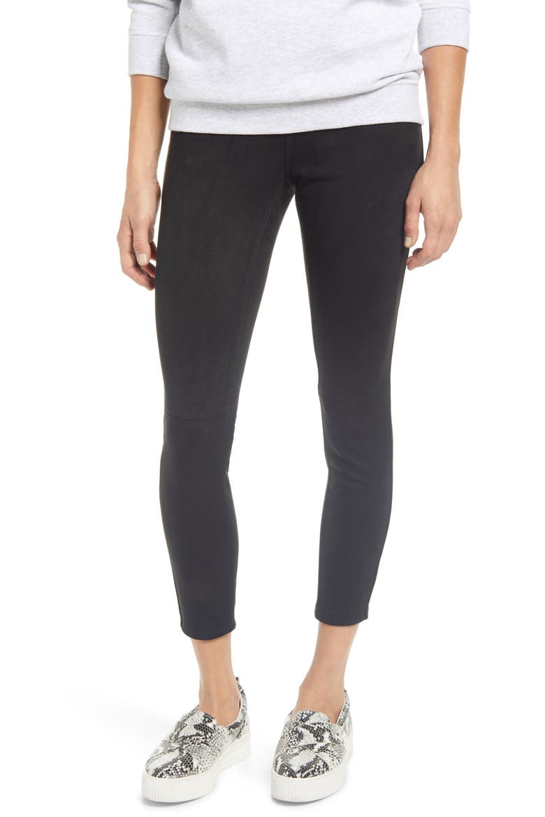 Microsuede Leggings, Main, color, BLACK