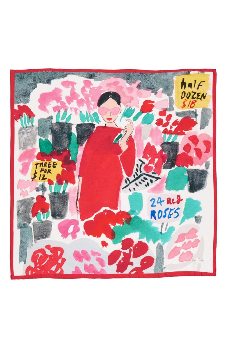 Kate Spade New York 'bella' silk square scarf, Alternate, color,