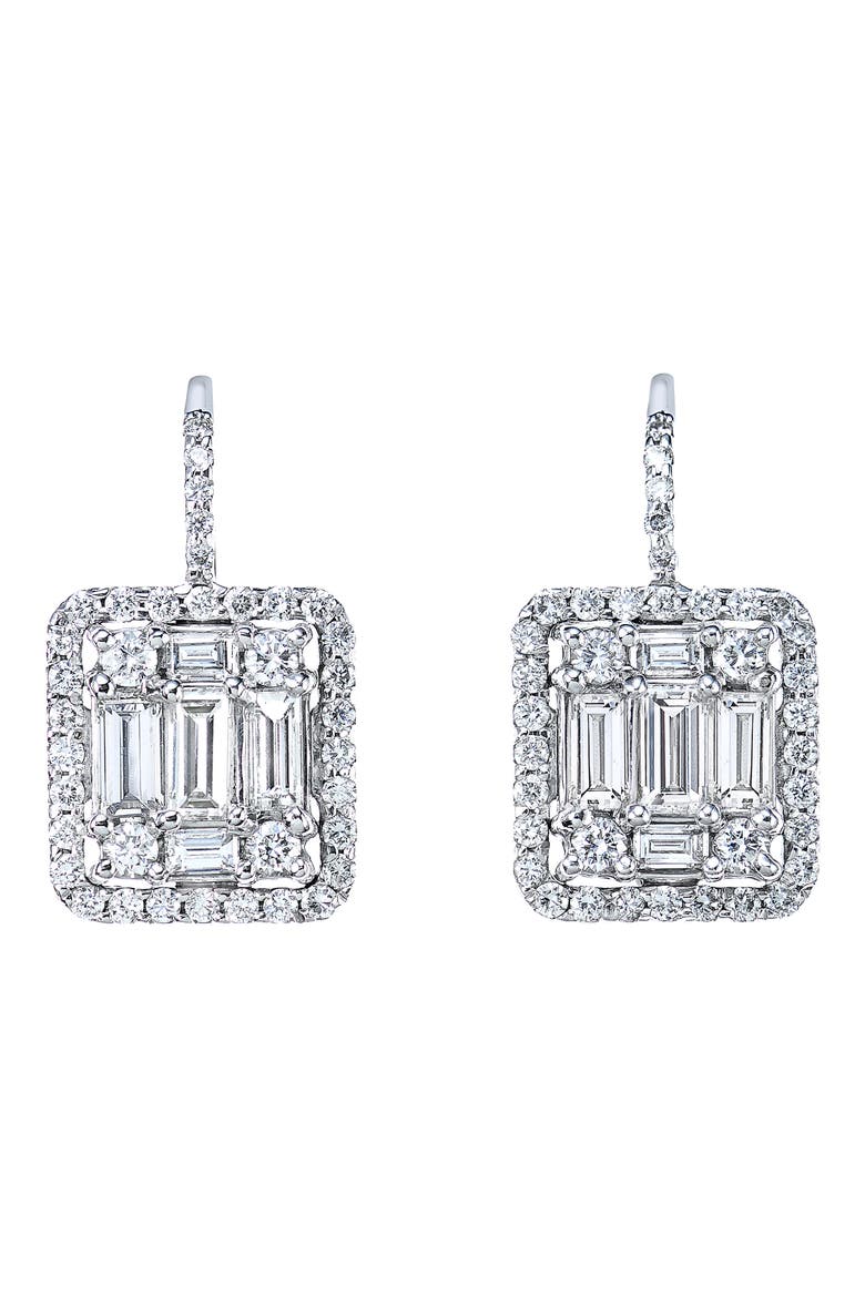 Classic Clarity Diamond Halo Earrings, Main, color, 18K White Gold