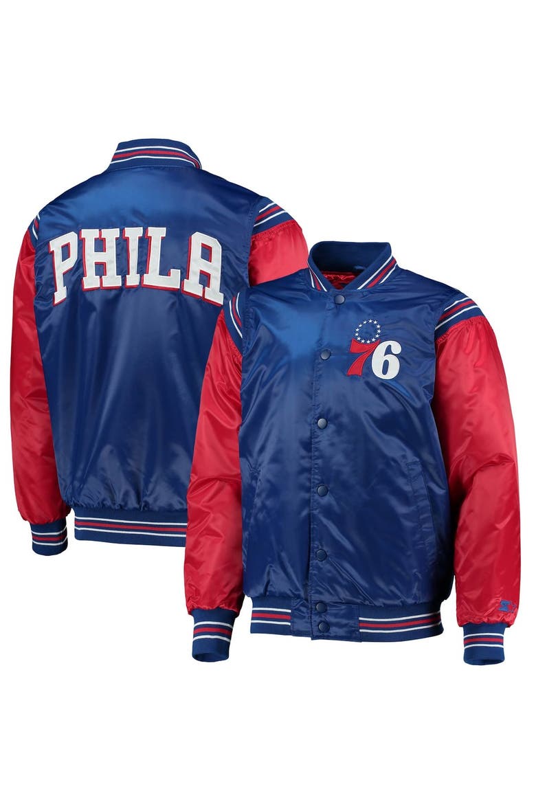 STARTER Men's Starter Royal/Red Philadelphia 76ers The Enforcer Varsity ...