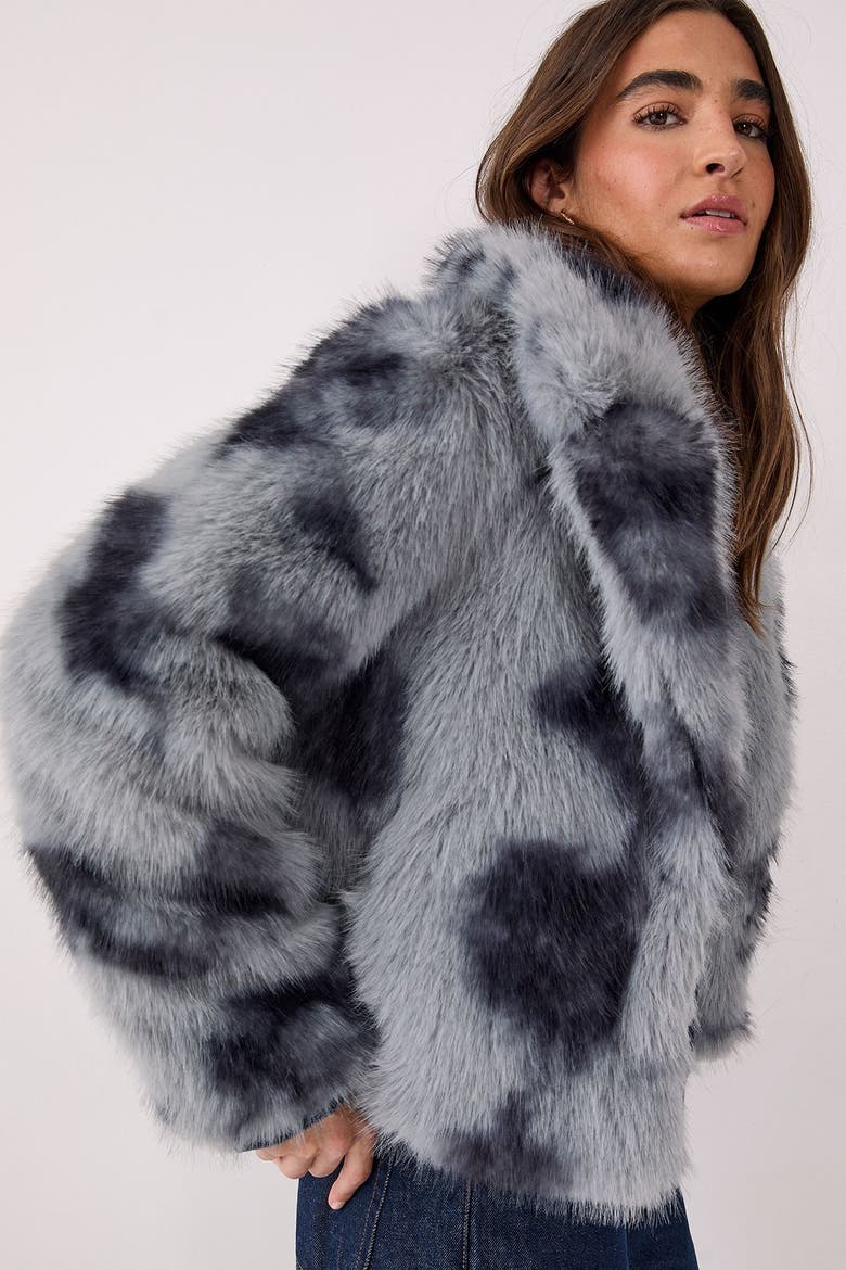 Cow Fur Collar Jacket, Alternate, color, Blue