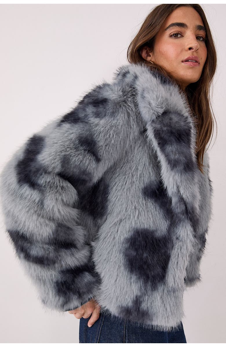 NASTY GAL Cow Fur Collar Jacket, Alternate, color, Blue
