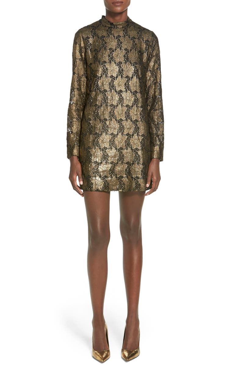 STOREE Metallic Lace Shift Dress, Main, color,