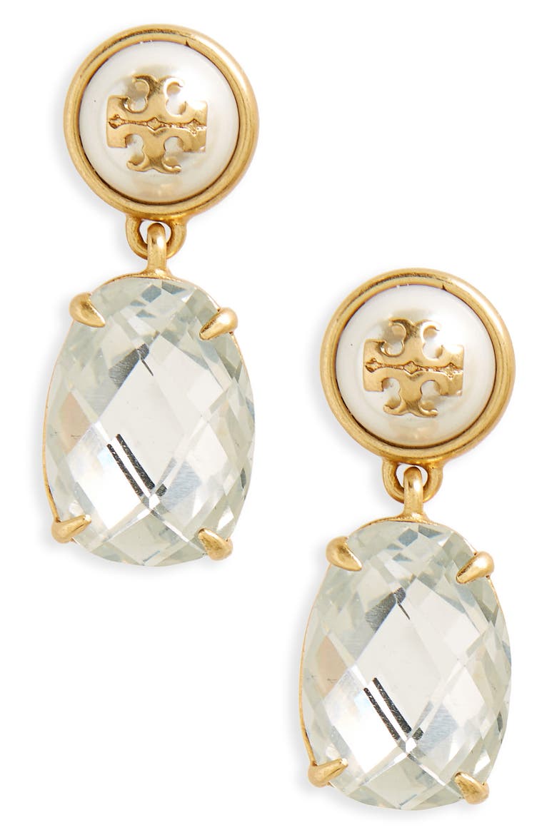 Epoxy Drop Earrings, Main, color, CRYSTAL / VINTAGE GOLD