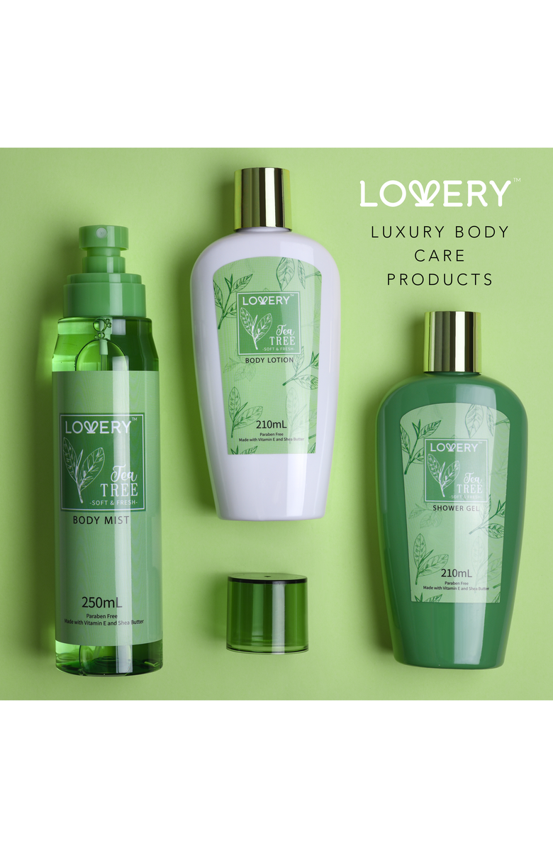 Lovery 3-Piece Tea Tree Body Care Set, Alternate, color, Green / Gold