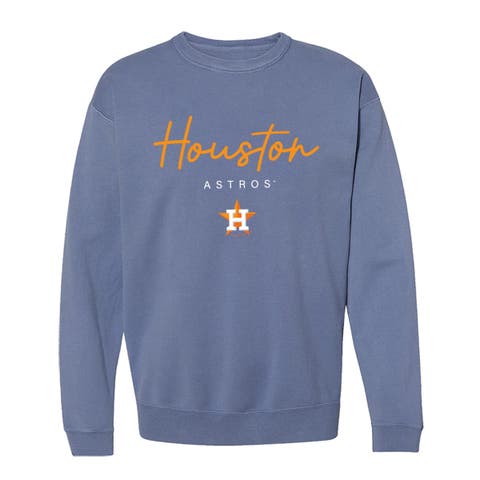 Women's Soft as a Grape  Navy Houston Astros Pigment Dye Crewneck Sweatshirt