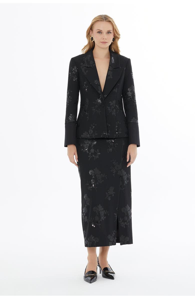 Gizia Notch Lapel Buttoned Jacket, Alternate, color, Black