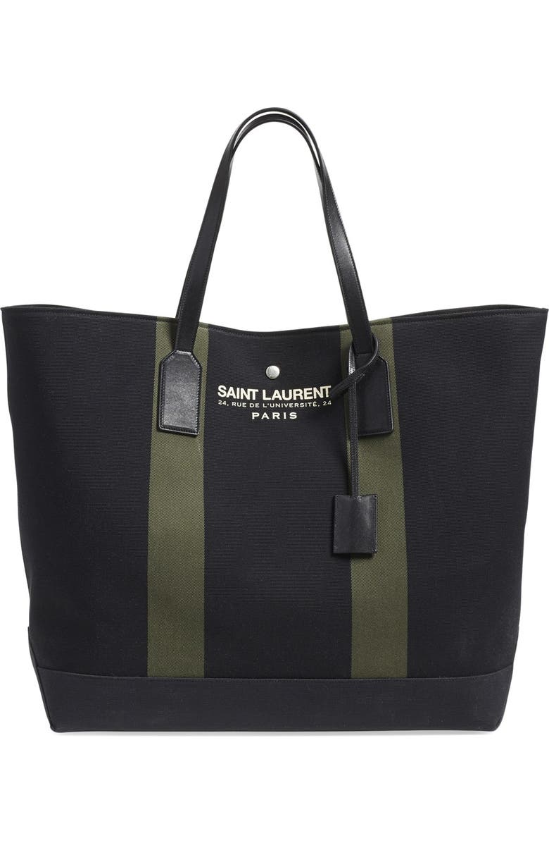 Saint Laurent 'Beach' Canvas Tote, Main, color,
