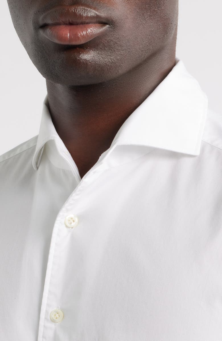 Emanuel Berg Modern Fit Solid Natural Stretch Yoga Twill Dress Shirt, Alternate, color, White