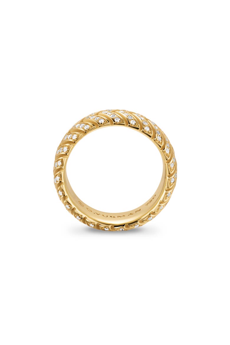 Men's Chevron Band Ring in 18K Yellow Gold with Diamonds, 8mm, Alternate, color, GOLD