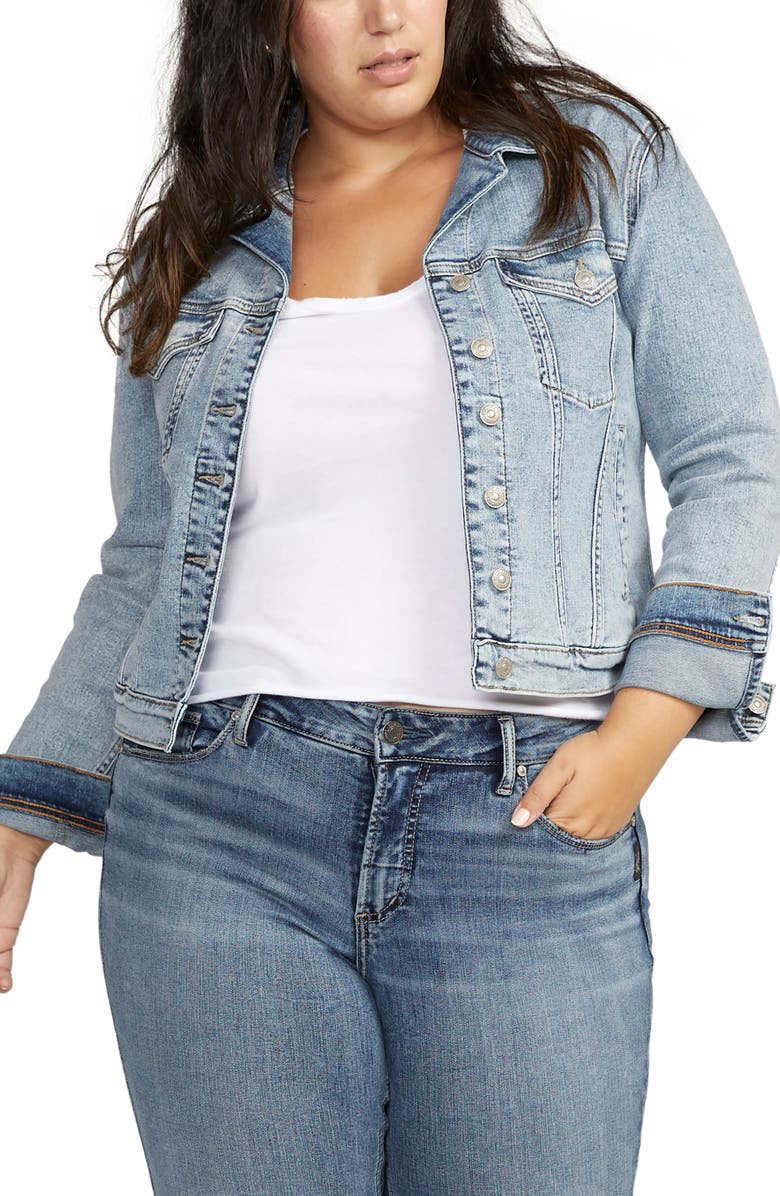 Silver Jeans Co. Crop Denim Jacket, Main, color,