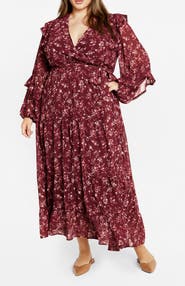 City Chic Arielle Ruffle Long Sleeve Maxi Dress