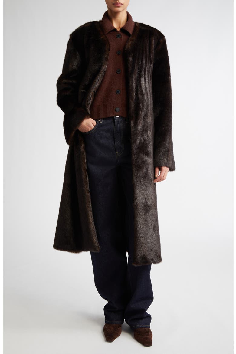 Aritao Belted Faux Fur Coat, Alternate, color, GRIZZLY