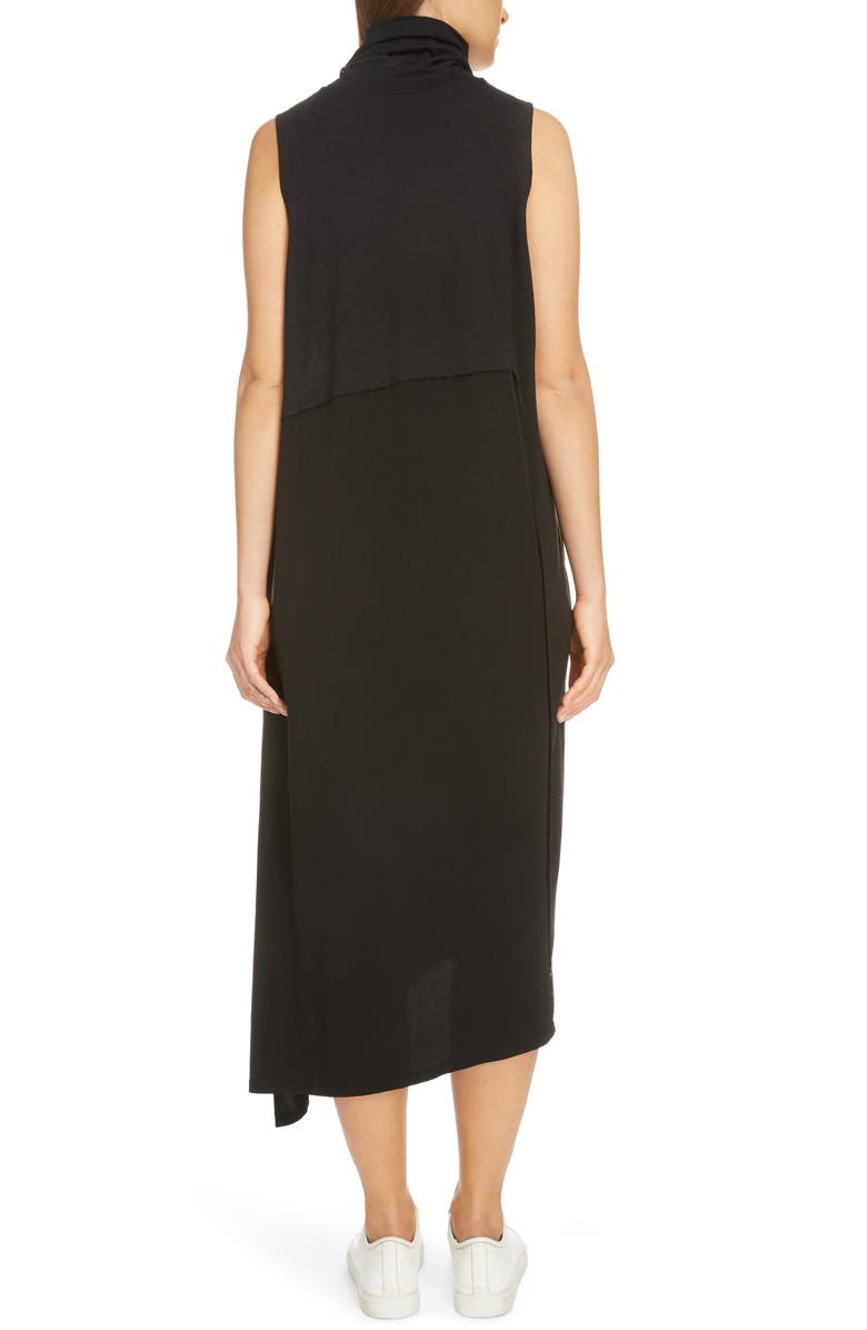 Y's by Yohji Yamamoto Asymmetrical Mixed Media Midi Dress, Alternate, color,