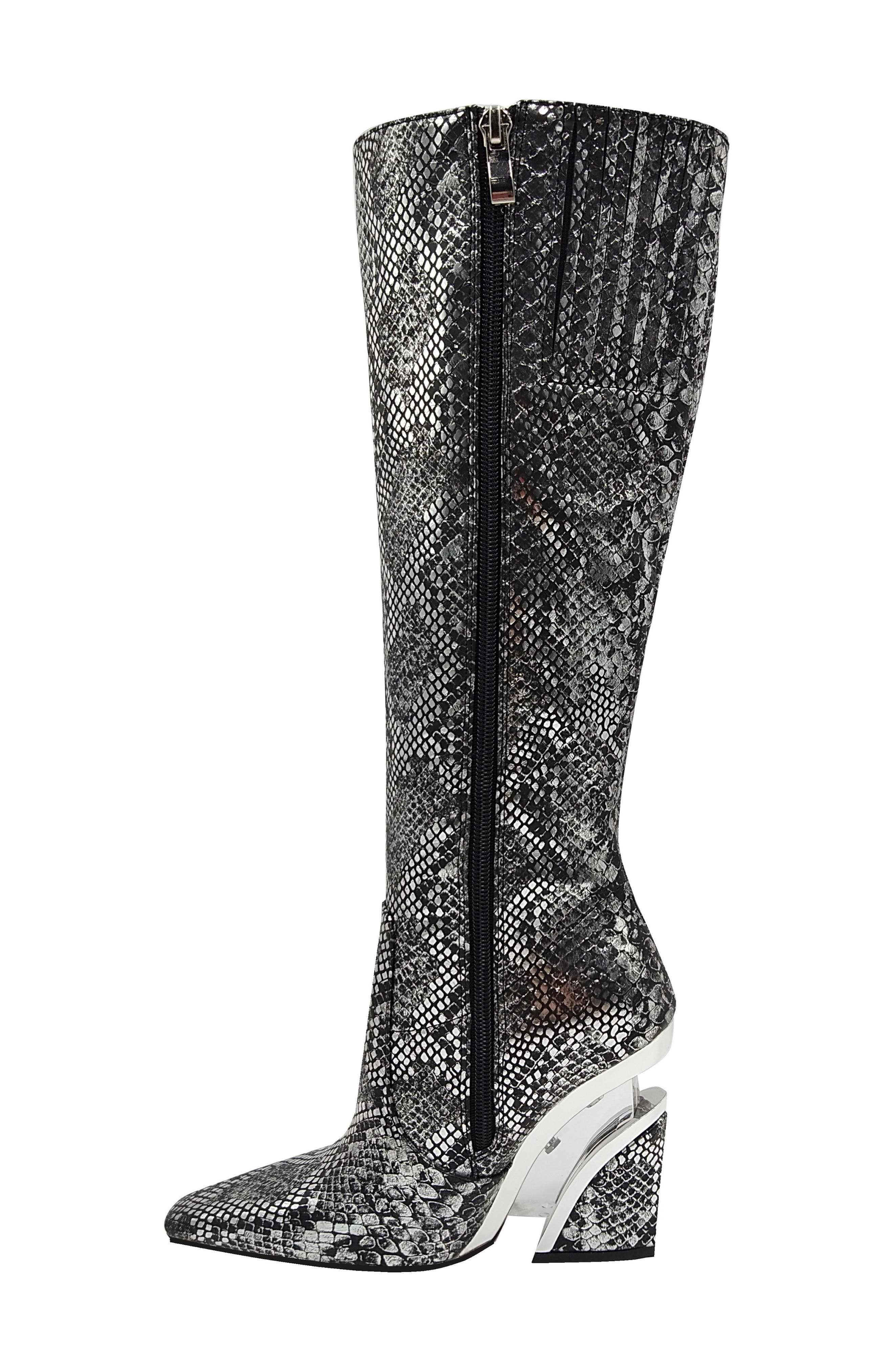 NINETY UNION Viva Snake-Embossed Knee High Boot, Alternate, color, Black Snake