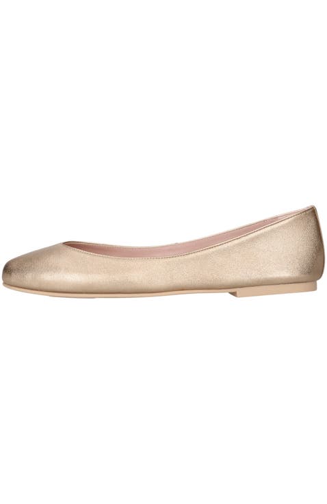 Round Toe Naked Metallic Ballet Flat