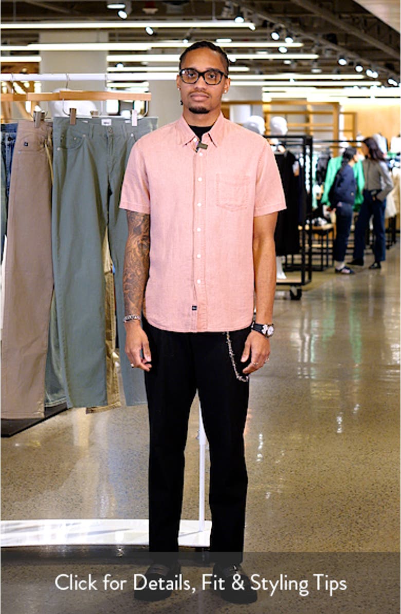 Paros Short Sleeve Linen Blend Button-Up Shirt, sales video thumbnail