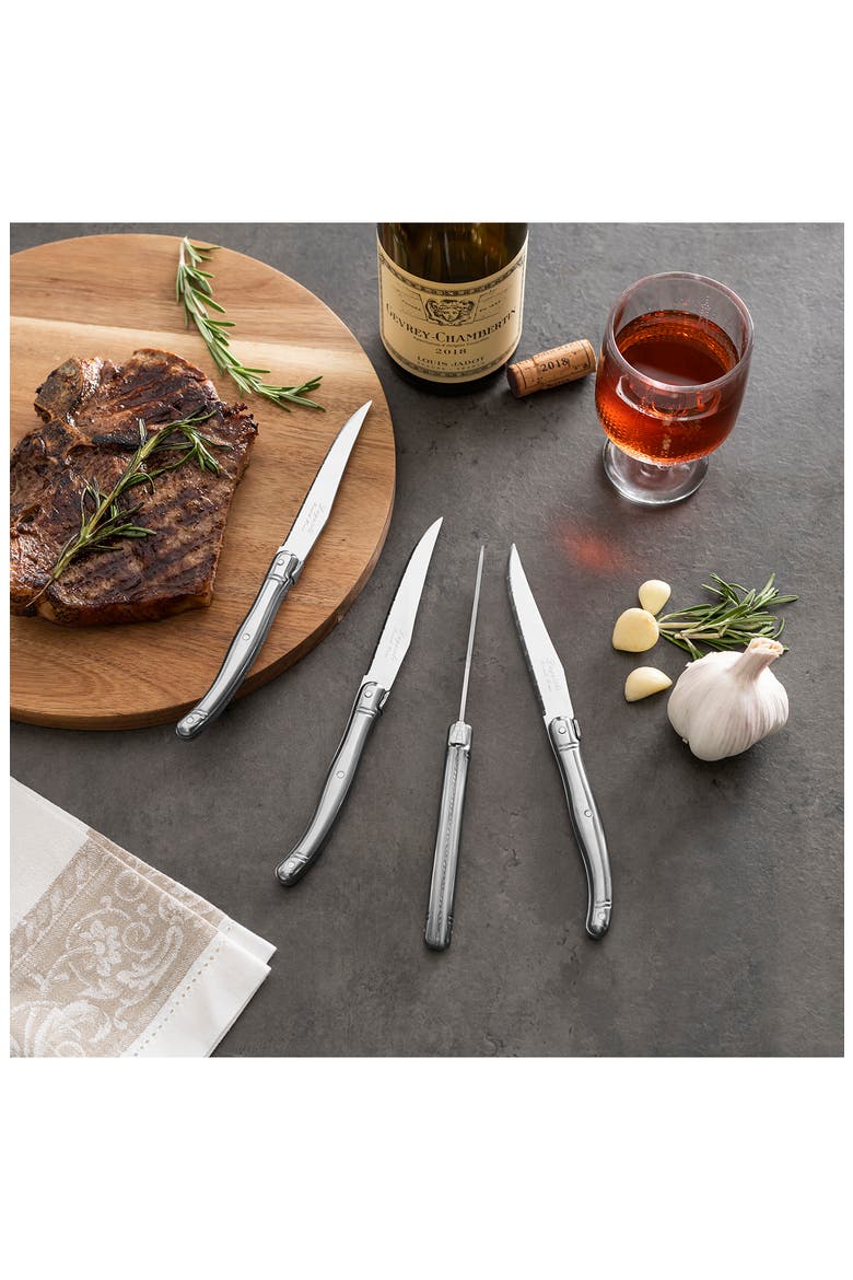 Set of 4 Laguiole Connoisseur Steak Knives, Alternate, color, SILVER/ STAINLESS-STEEL