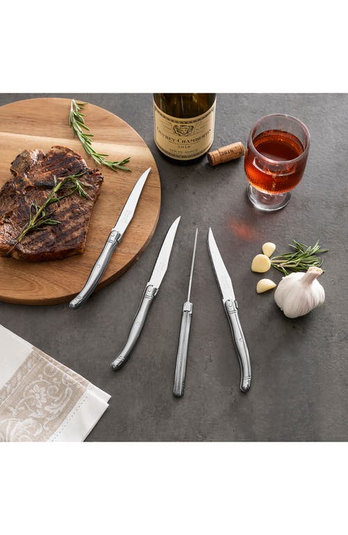 French Home Laguiole Connoisseur 4-piece Steak Knife Set With Handles In Silver