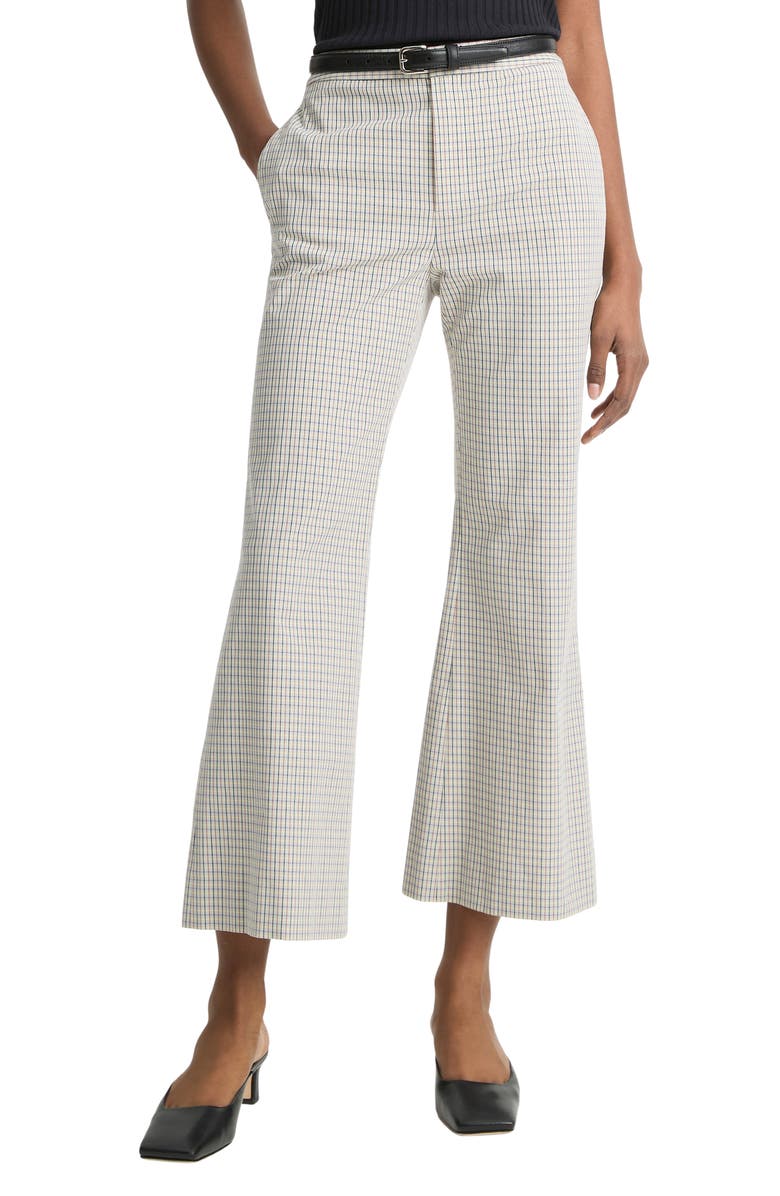 Vince Gardeners Check Stretch Cotton Kick Flare Pants, Main, color, Stone/Tan